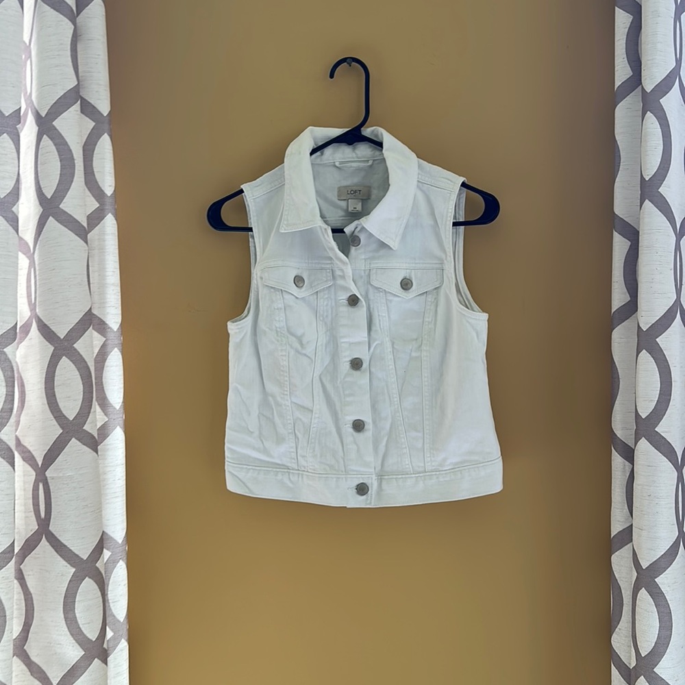 White Ann Taylor Loft Jean Vest
